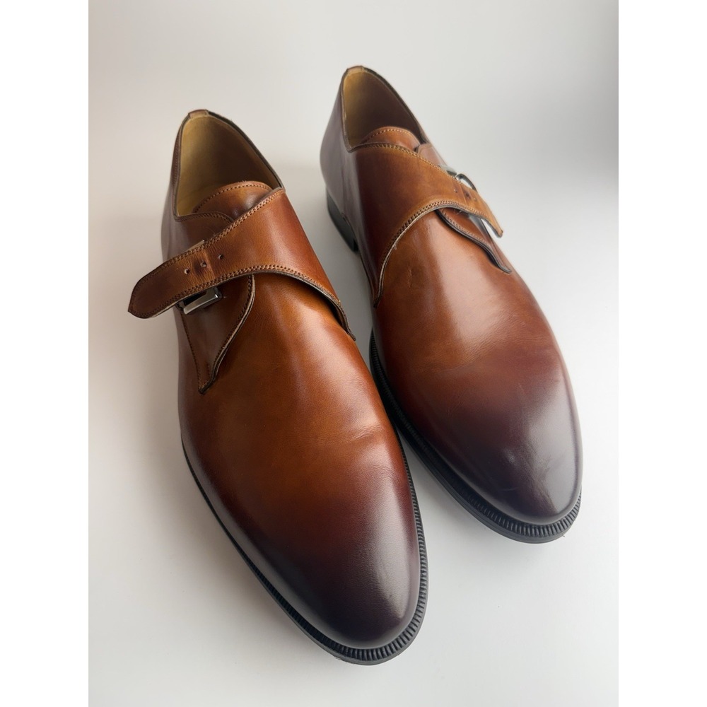 Magnanni Dress Shoes Wooten Monk Strap Cognac Brown Size 15 New
